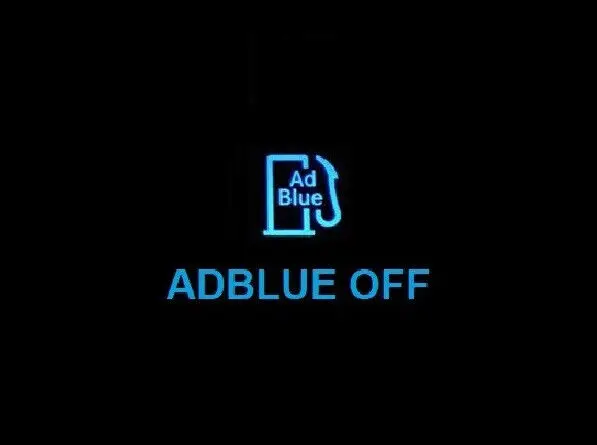 Символ AdBlue с надпис OFF на черен фон
