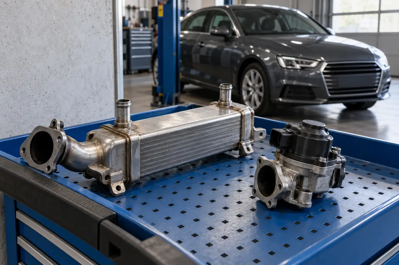 Илюстрация: EGR охладител и клапан при Volkswagen, Audi, Škoda и SEAT