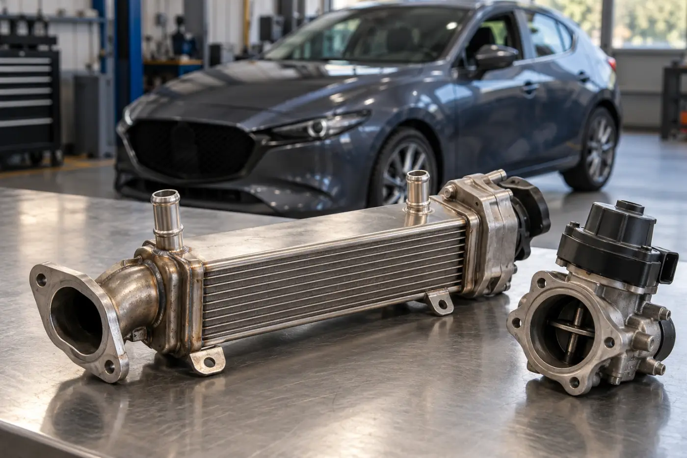 Илюстрация: EGR охладител и клапан при Mazda
