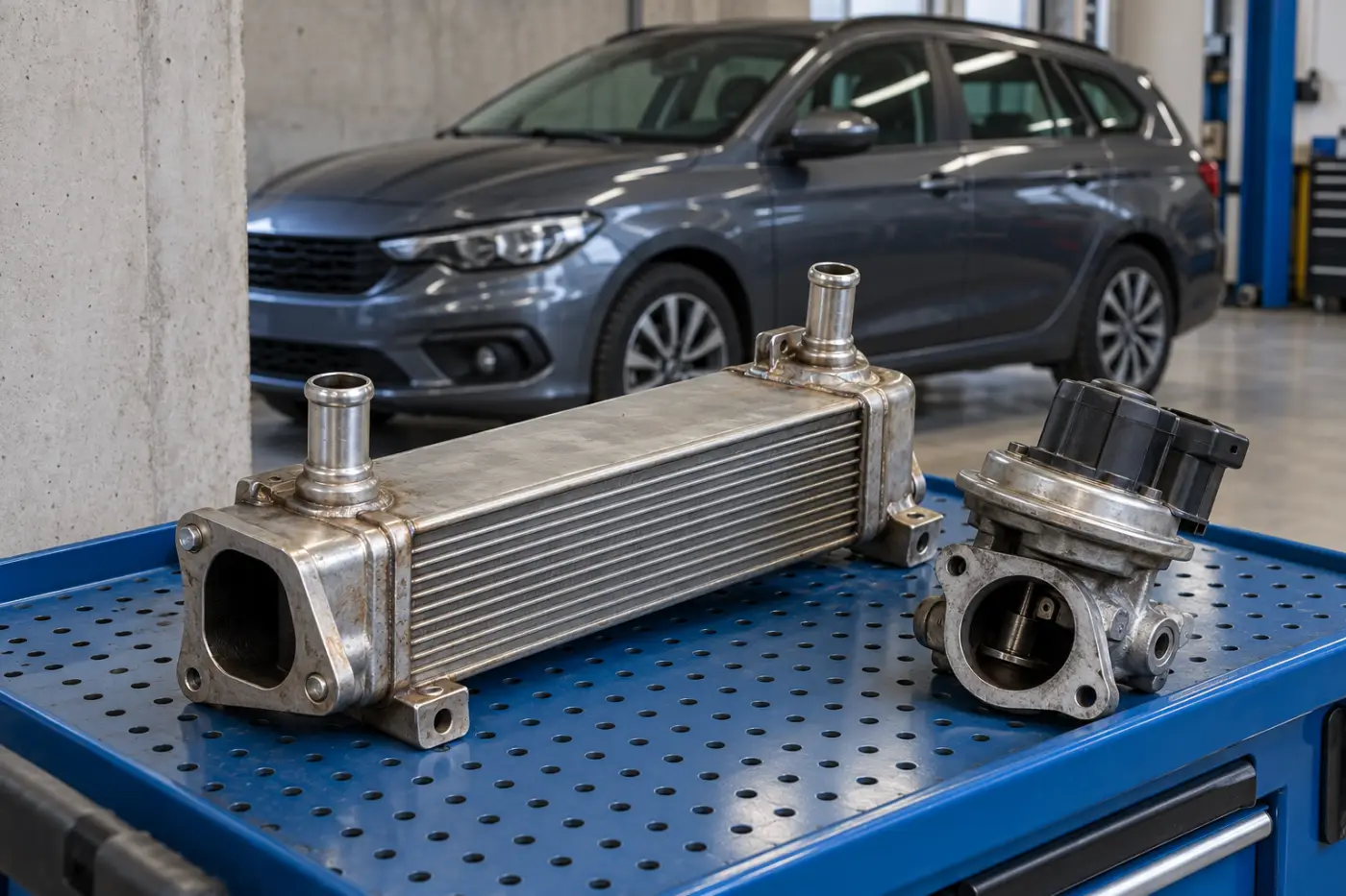 Илюстрация: EGR охладител и клапан при Fiat и Alfa Romeo