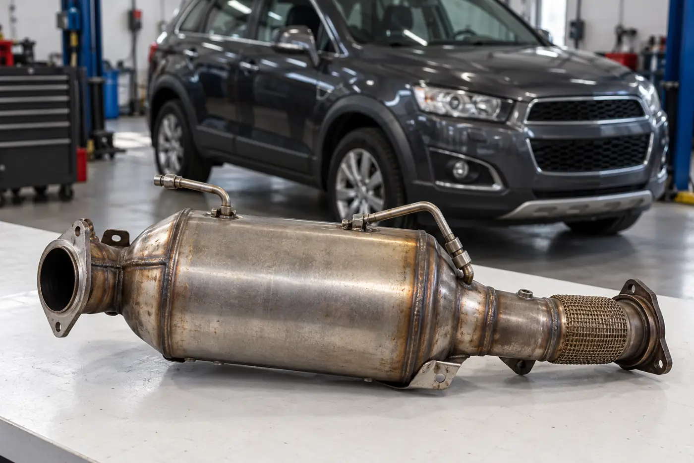 Илюстрация: филтър за сажди и изводи за измерване на налягането при Chevrolet
