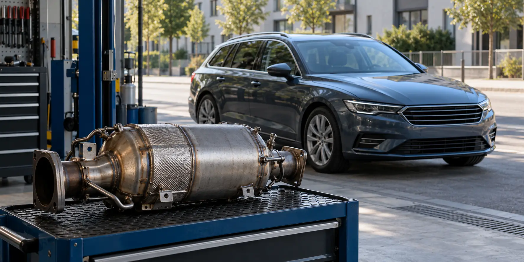 Дизелов автомобил и DPF корпус при тема за чести регенерации